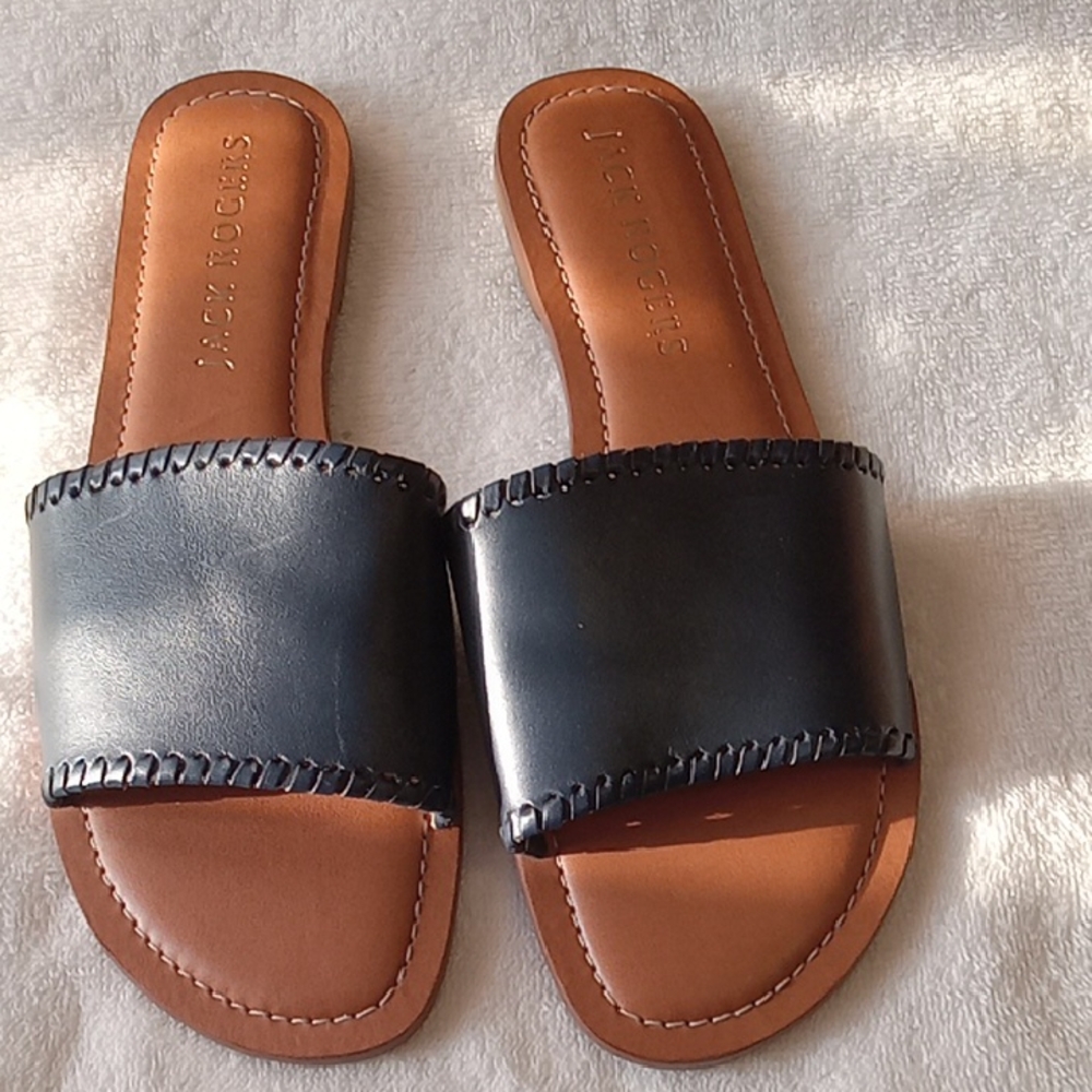 NWOT Jack Rogers Dark Navy & Brown Size 9.5 Womens Slide Sandals